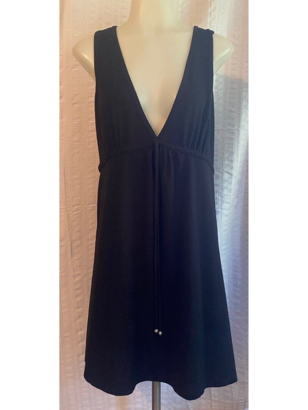 Portocruz Black Open Back Tie Halter Swim Cover Up Dress